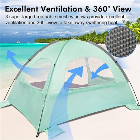 WhiteFang Beach Tent Anti-UV Portable Sun Shade Shelter for 3/4/6 Person - Picture 4 of 7